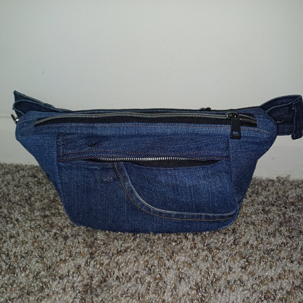 Belt bag, jean upcycling, blue, hand made, unisex